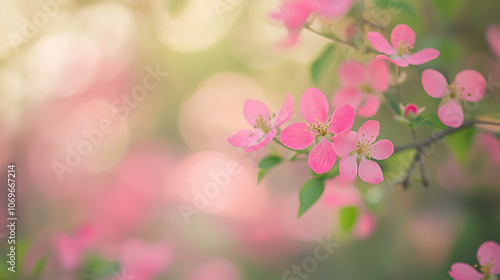 pink flowers with soft-focus or bokeh background with a blurred effect