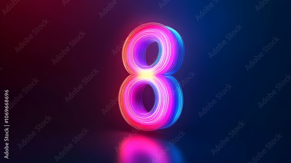 3D Neon Number Eight Illustration 3D Neon Number Eight Illustration