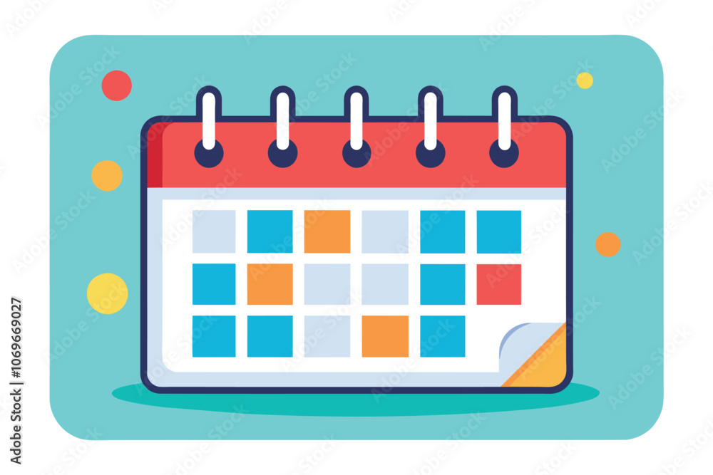 Colorful Calendar Icon Illustration on Blue Background Colorful Calendar Icon Illustration on Blue Background