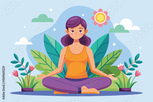 Wallpaper Mural Woman Practicing Yoga in a Serene Outdoor Setting on a Sunny Day Torontodigital.ca