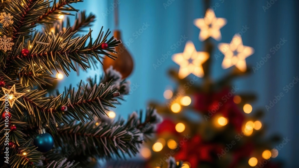 A beautiful Christmas tree with shimmering lights and a glowing star, creating a festive and welcoming background, celebration, festive A beautiful Christmas tree with shimmering lights and a glowing star, creating a festive and welcoming background, celebration, festive