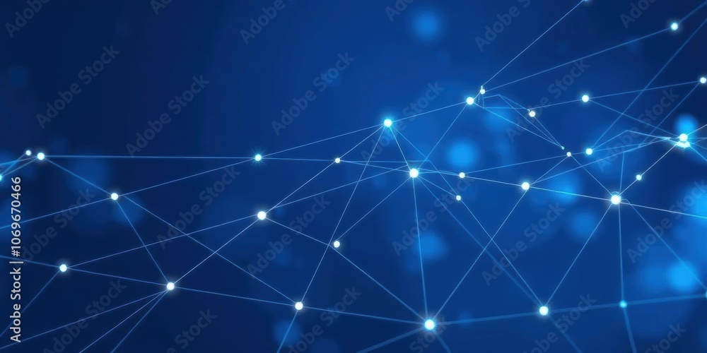 Abstract digital network connections with interconnected dots and lines on blue background, moving lines, blue background Abstract digital network connections with interconnected dots and lines on blue background, moving lines, blue background