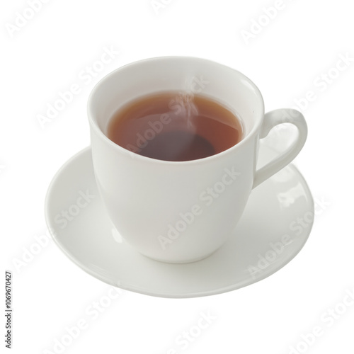 Wallpaper Mural White porcelain cup filled with steaming black tea, placed on a matching saucer, reflecting a simple yet elegant design for drinks. transparent background, png Torontodigital.ca