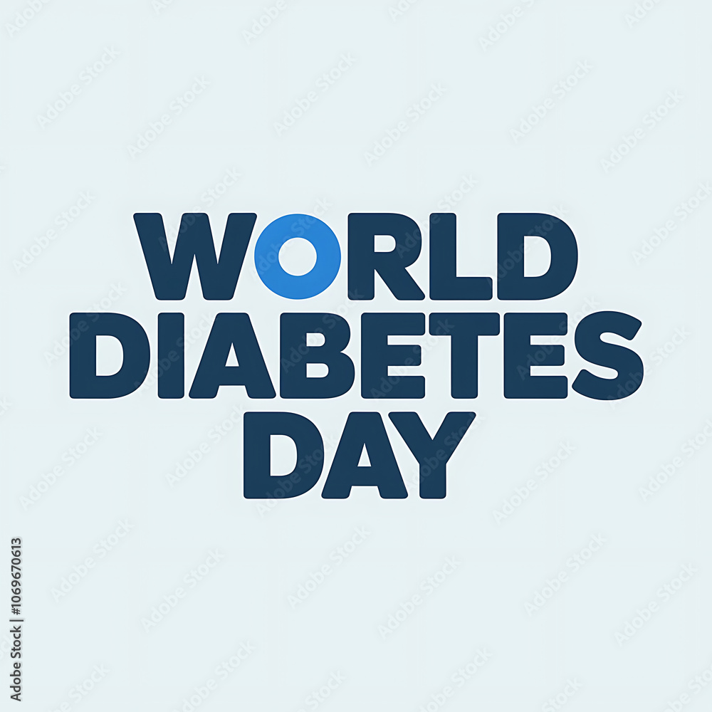 World Diabetes Day close-up design with bold blue text and awareness symbol World Diabetes Day close-up design with bold blue text and awareness symbol