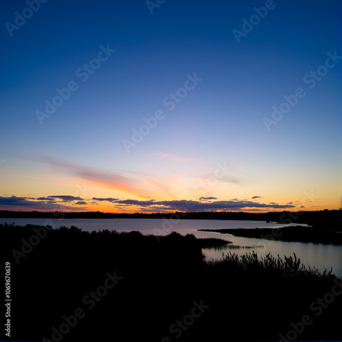 Sunset at lough Owel ,lake nea Mullingar town photo