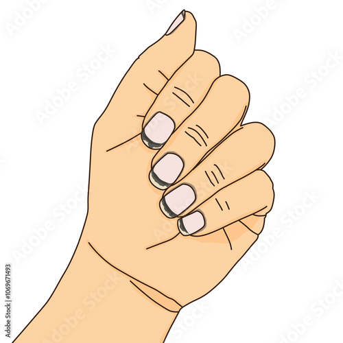 Finger nails dirty poor hygiene,illustration on white background