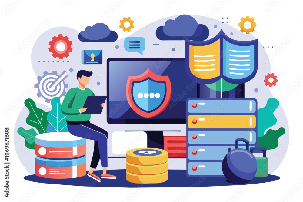 Man Working on Secure Data Storage in the Cloud Man Working on Secure Data Storage in the Cloud