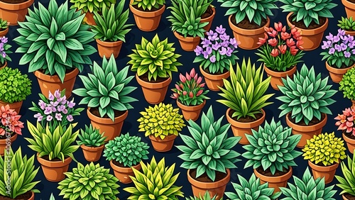 seamless pattern with colorful flowers