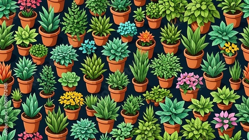 seamless pattern with colorful flowers