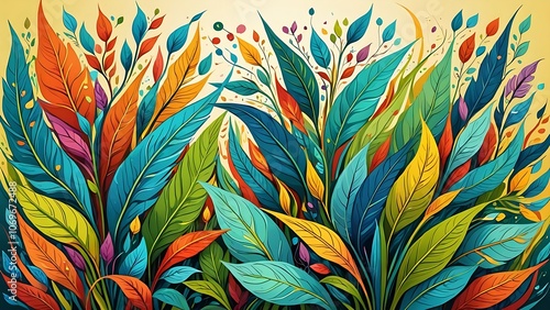 seamless pattern with colorful leaves