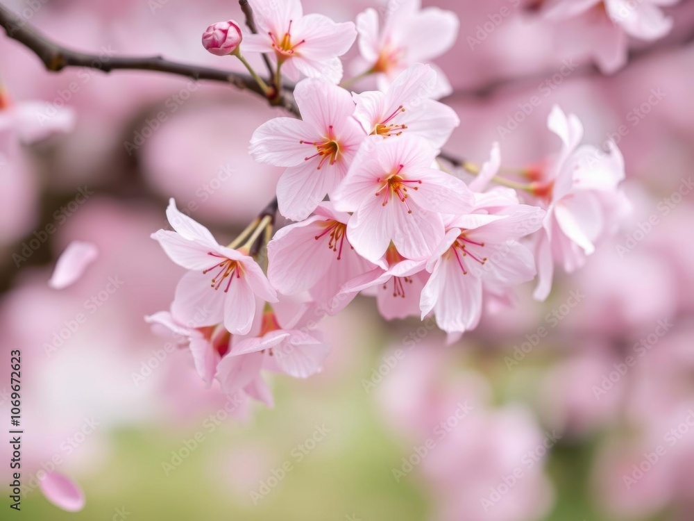 Pink sakura petals falling gracefully creating a dreamy background, floral, background Pink sakura petals falling gracefully creating a dreamy background, floral, background