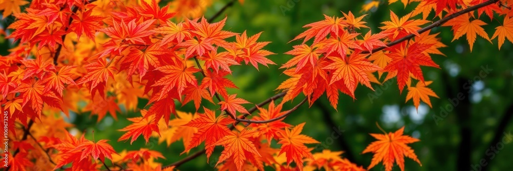 Vibrant autumn maple leaves in various shades of red, orange, and yellow on a tree branch, nature, beautiful Vibrant autumn maple leaves in various shades of red, orange, and yellow on a tree branch, nature, beautiful