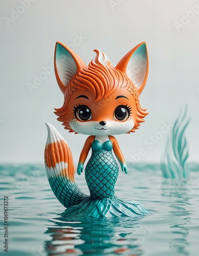 Chibi mermaid fox character design photo