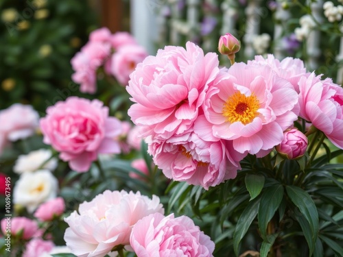 Wallpaper Mural Wedding ceremony in a lush garden adorned with peonies, floral decor, and English country style elements, outdoor, event celebration Torontodigital.ca