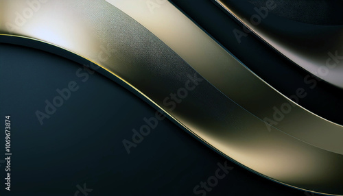 Abstract Gold and Black Curved Background