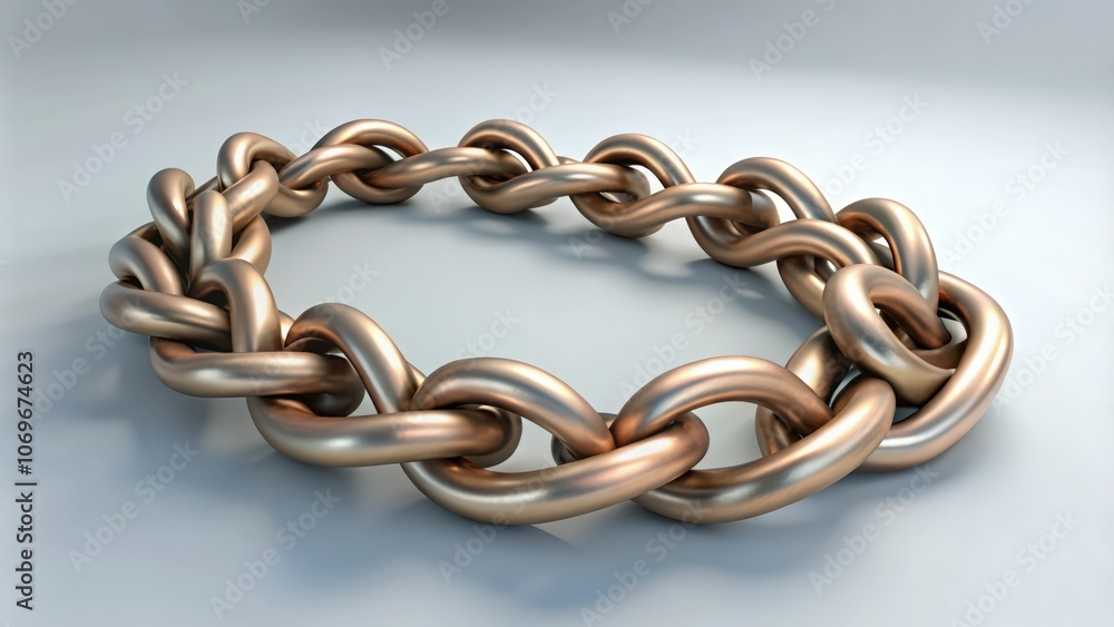 Fototapeta premium A Circular Interlocking Chain of Polished Metal Links