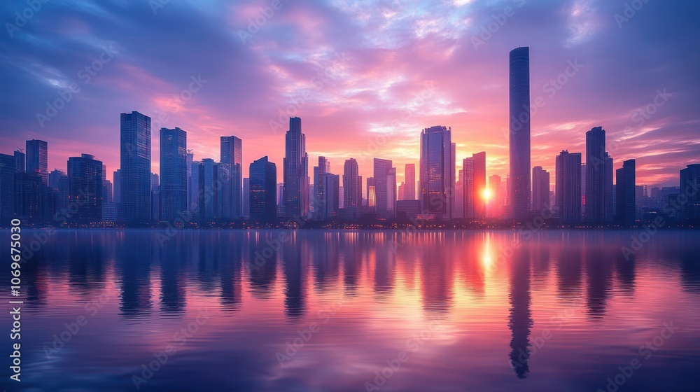 Cityscape Reflection at Dawn Cityscape Reflection at Dawn