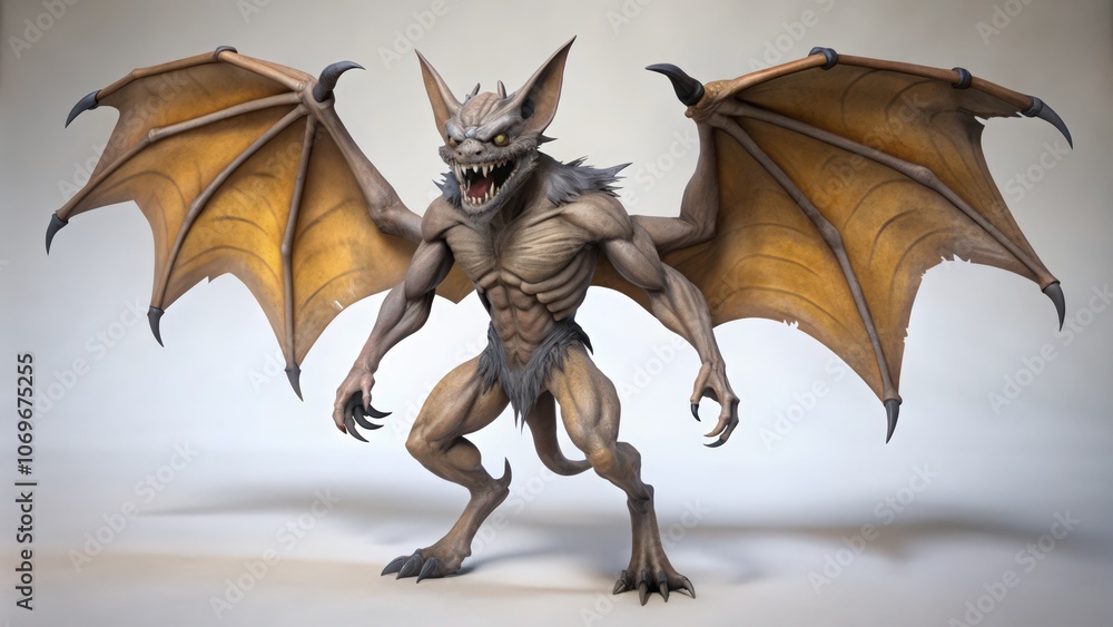 Fototapeta premium A Ferocious, Winged, Fanged Creature with Claws