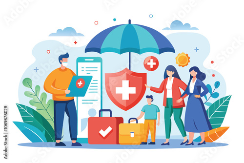 Family Covered Under Umbrella Of Medical Protection And Health Insurance