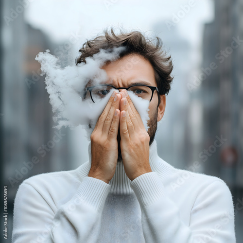 The purpose is to create polluted smoke, which makes the air unbreathable and people have to cover their noses.