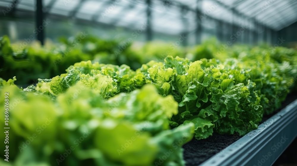 Lettuce Plants Growing in Greenhouse Rows. Close-up view of green lettuce plants thriving in rows inside a greenhouse, representing modern agricultural practices and organic growth. Lettuce Plants Growing in Greenhouse Rows. Close-up view of green lettuce plants thriving in rows inside a greenhouse, representing modern agricultural practices and organic growth.
