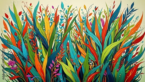 abstract colorful background with grass