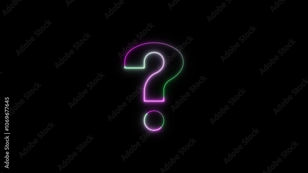 Abstract neon question mark icon animation. black background animation Abstract neon question mark icon animation. black background animation