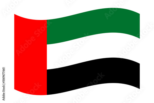 Vector illustration of wavy United Arab Emirates flag on transparent background