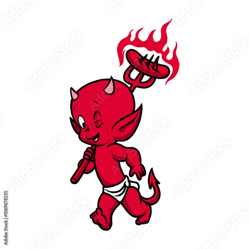 Baby Devil barbecue Baby Devil BBQ Vector Illustration