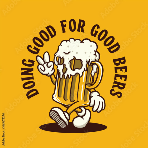 Beer Character, Doing Good For Good Beers Vector Illustration