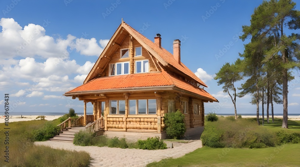 Typical wooden house at Jurmala Gulf of Riga, Latvia Baltic region Europe.generative.ai
Typical wooden house at Jurmala Gulf of Riga, Latvia Baltic region Europe.generative.ai
