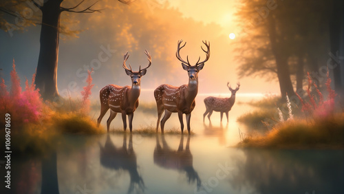 Deer in the sunser