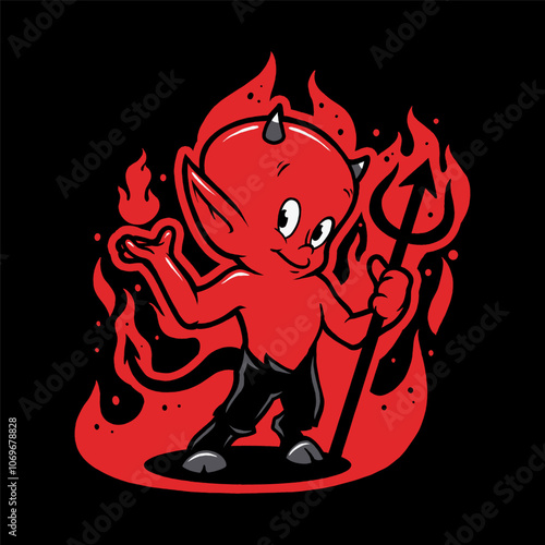 Smile Baby Devil, Devil Cartoon Vector Illustration