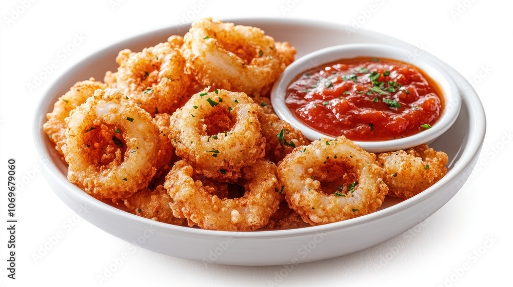 Crispy Fried Calamari Rings with Tomato Sauce Crispy Fried Calamari Rings with Tomato Sauce