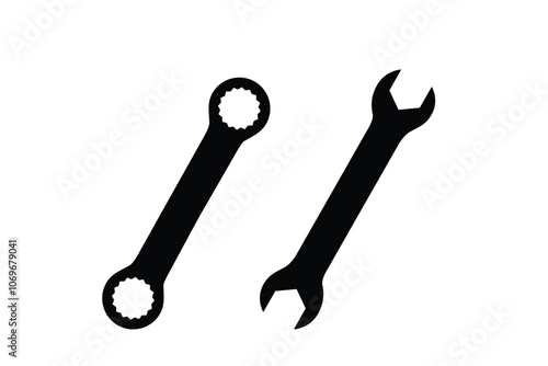 Wrench icon vector logo design template  on white background 