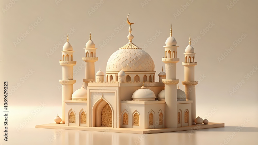 Obraz premium A Detailed 3D Model of a Traditional Islamic Mosque