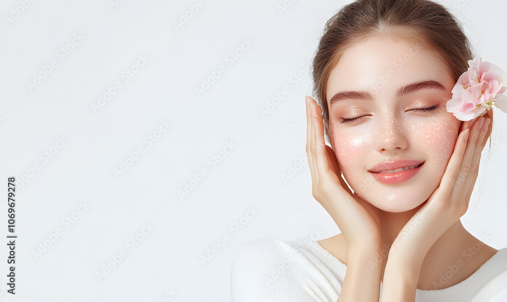 Elegant High-Fashion Beauty Portraits with Radiant Skin, Glamorous Makeup, and Luxurious Skincare Glow. Elegant High-Fashion Beauty Portraits with Radiant Skin, Glamorous Makeup, and Luxurious Skincare Glow.