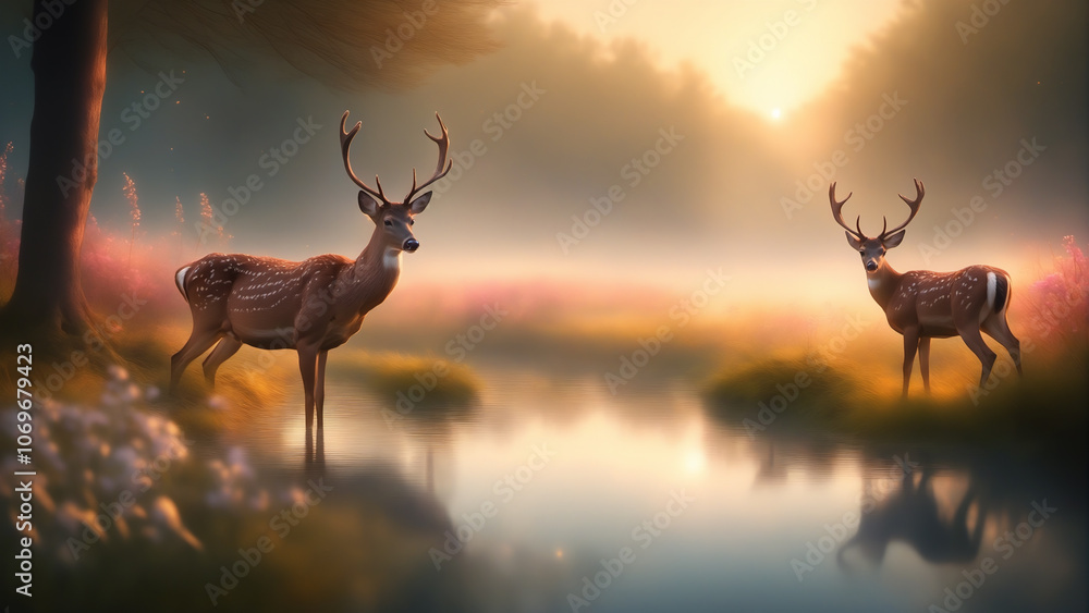 Deer in the sunser Deer in the sunser