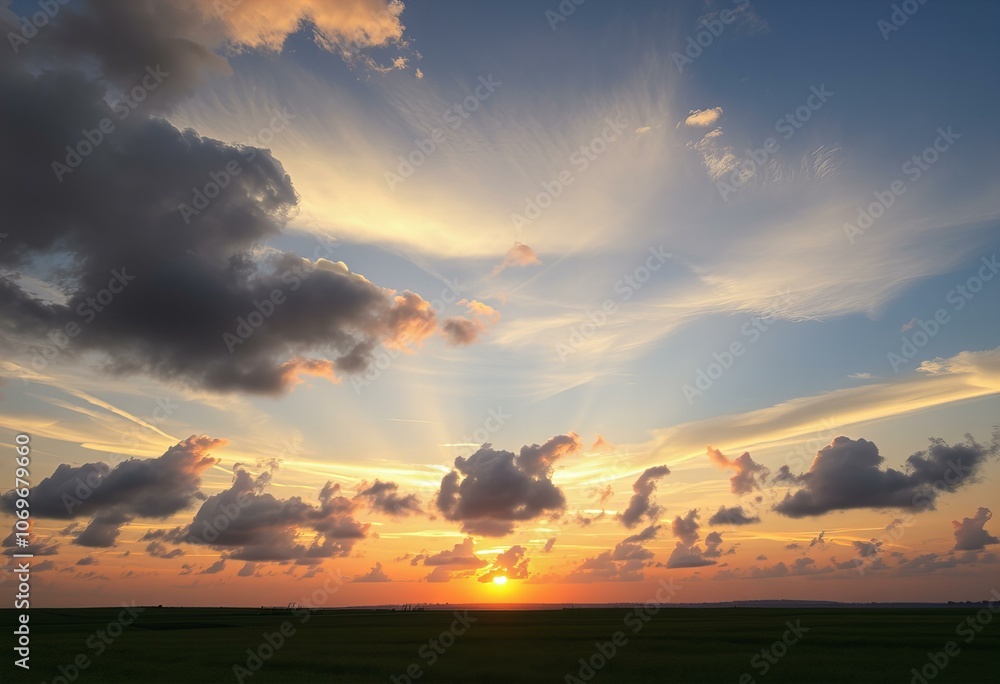 Obraz premium Clouds with a dramatic sunset.