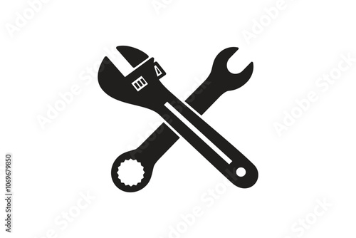 Adjustable wrench icon logo design template