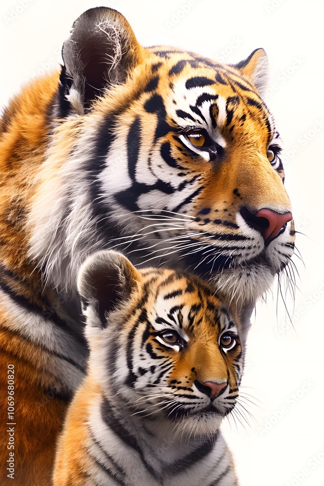 Fototapeta premium The tiger and its child