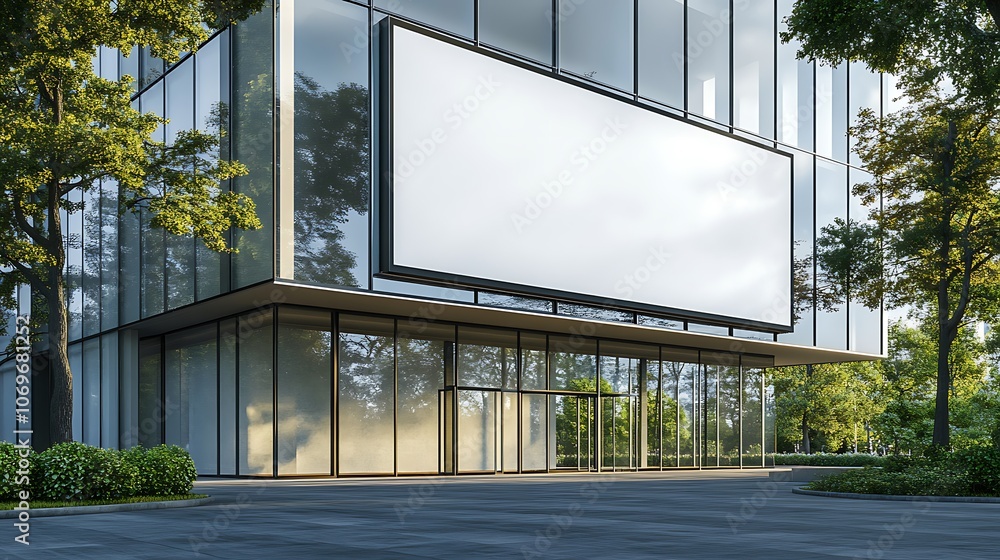 Modern Building with Blank Billboard Modern Building with Blank Billboard