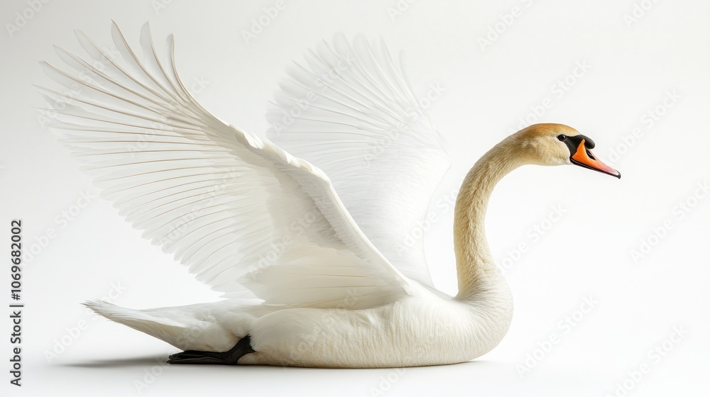 Fototapeta premium A Graceful Swan with Open Wings