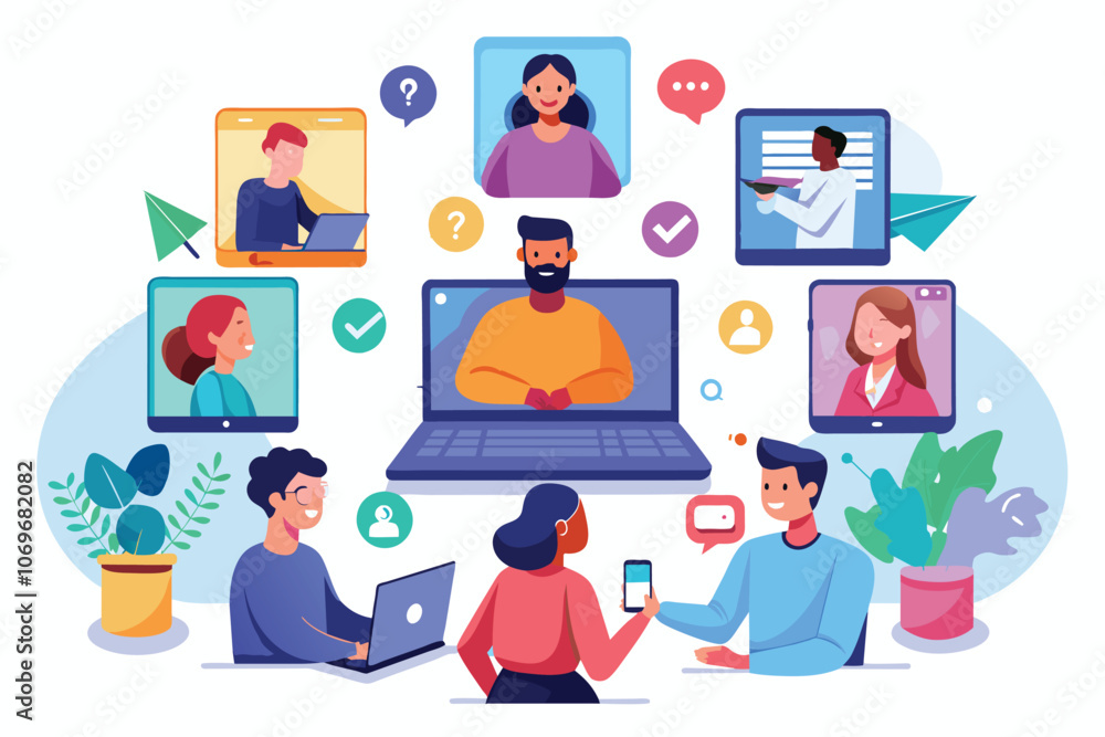 Online Team Meeting With Video Conferencing and Chat Online Team Meeting With Video Conferencing and Chat