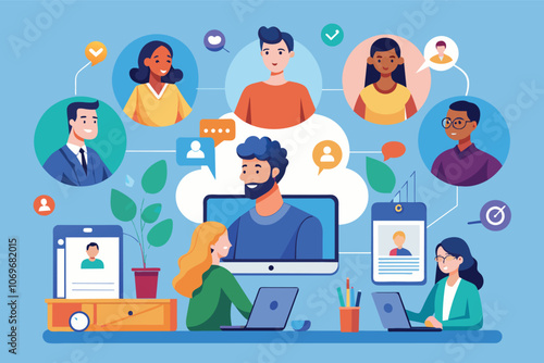 Team Members Working Remotely In A Video Conference Meeting