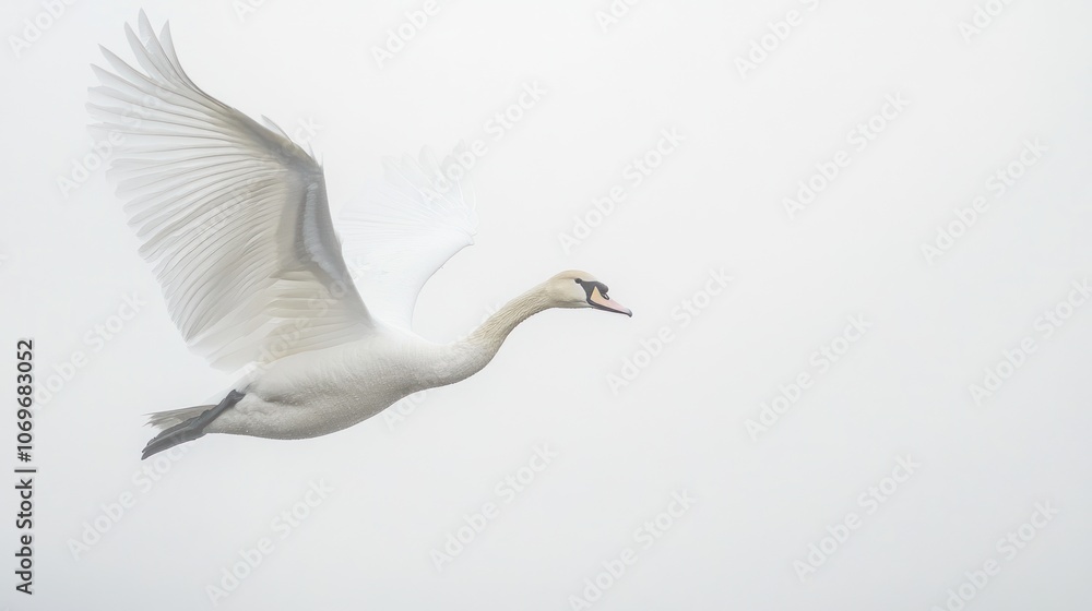 Elegant Swan in Flight Elegant Swan in Flight