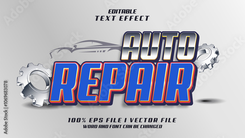 editable 3d auto repair bold text effect.typhography logo