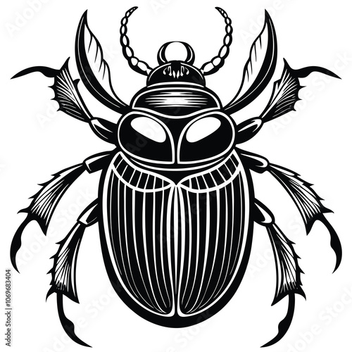 Scarab beetle vector silhouette. Isolated scarab beetle on white background