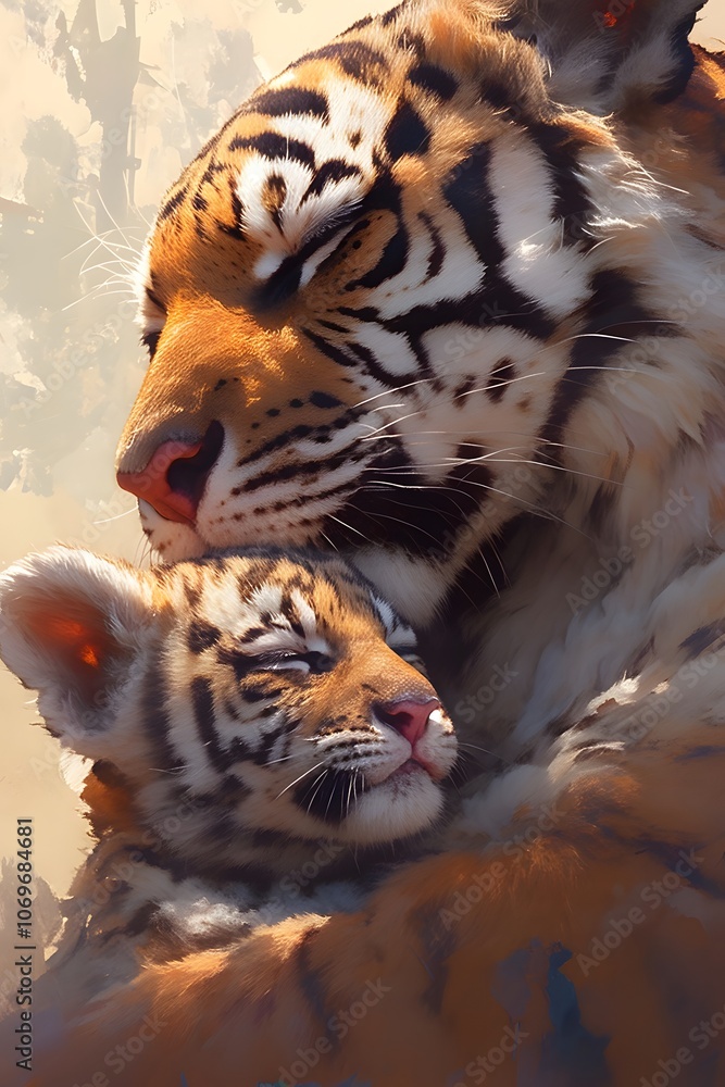 Obraz premium The tiger and its child