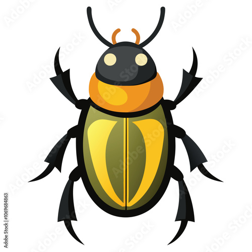 Scarab beetle vector illustration. Isolated scarab beetle on white background